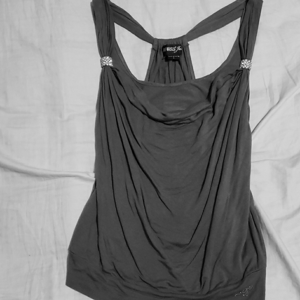 Guess Spaghetti Strap Dress Top w/ Rhinestones